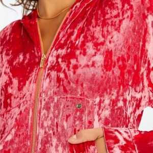 Crushed velour zip up hoodie